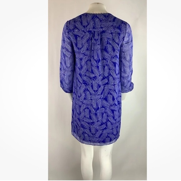 Diane Von Furstenberg Sz 0 100% Silk Aria Tunic Dress Blue Geomtric Print - Picture 5 of 9